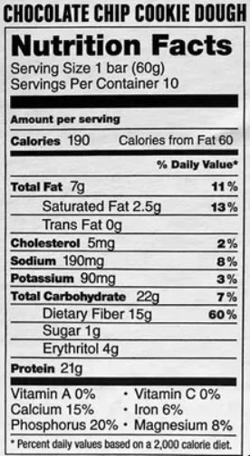 Barra de Proteina de 60 g - Chocolate Cookie