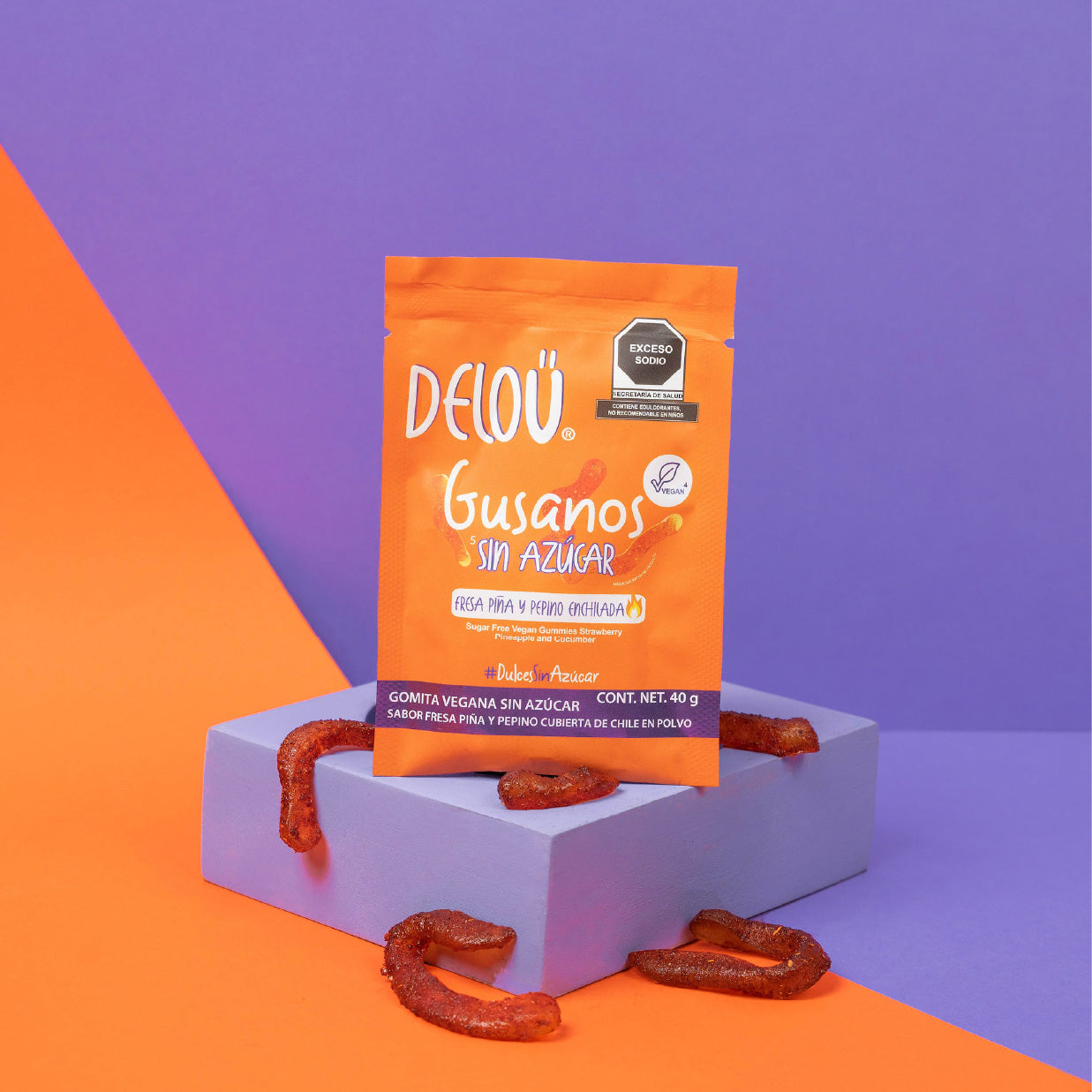 Gusanos con chile sin azucar (40 gr)