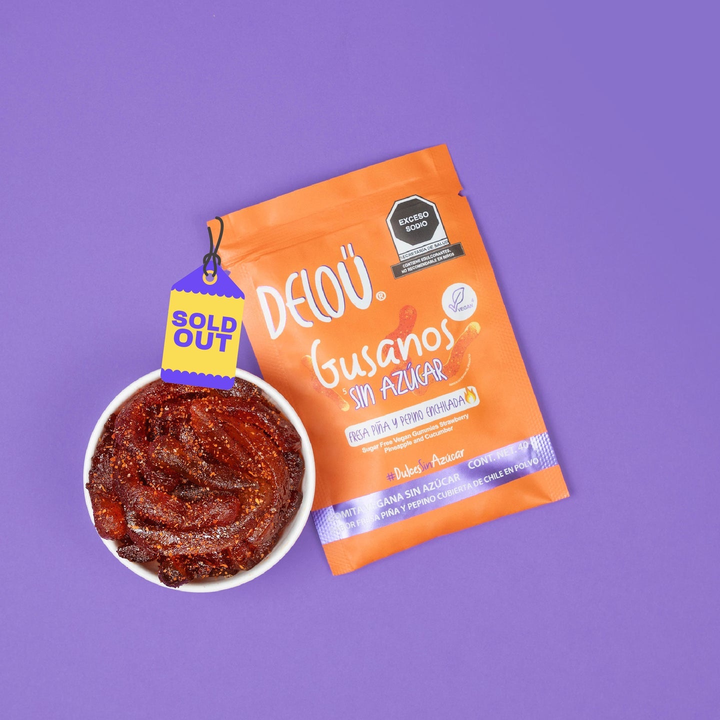 Gusanos con chile sin azucar (40 gr)