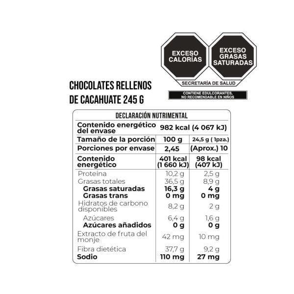 CHOCOLATES RELLENOS CACAHUATES 245 GR