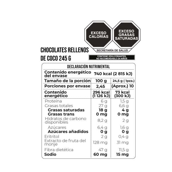 CHOCOLATES RELLENOS COCO 245 GR