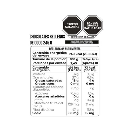 CHOCOLATES RELLENOS COCO 245 GR