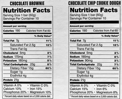 Barras de Proteina 20 pzas de 60 g - Chocolate Cookie And Chocolate Brownie