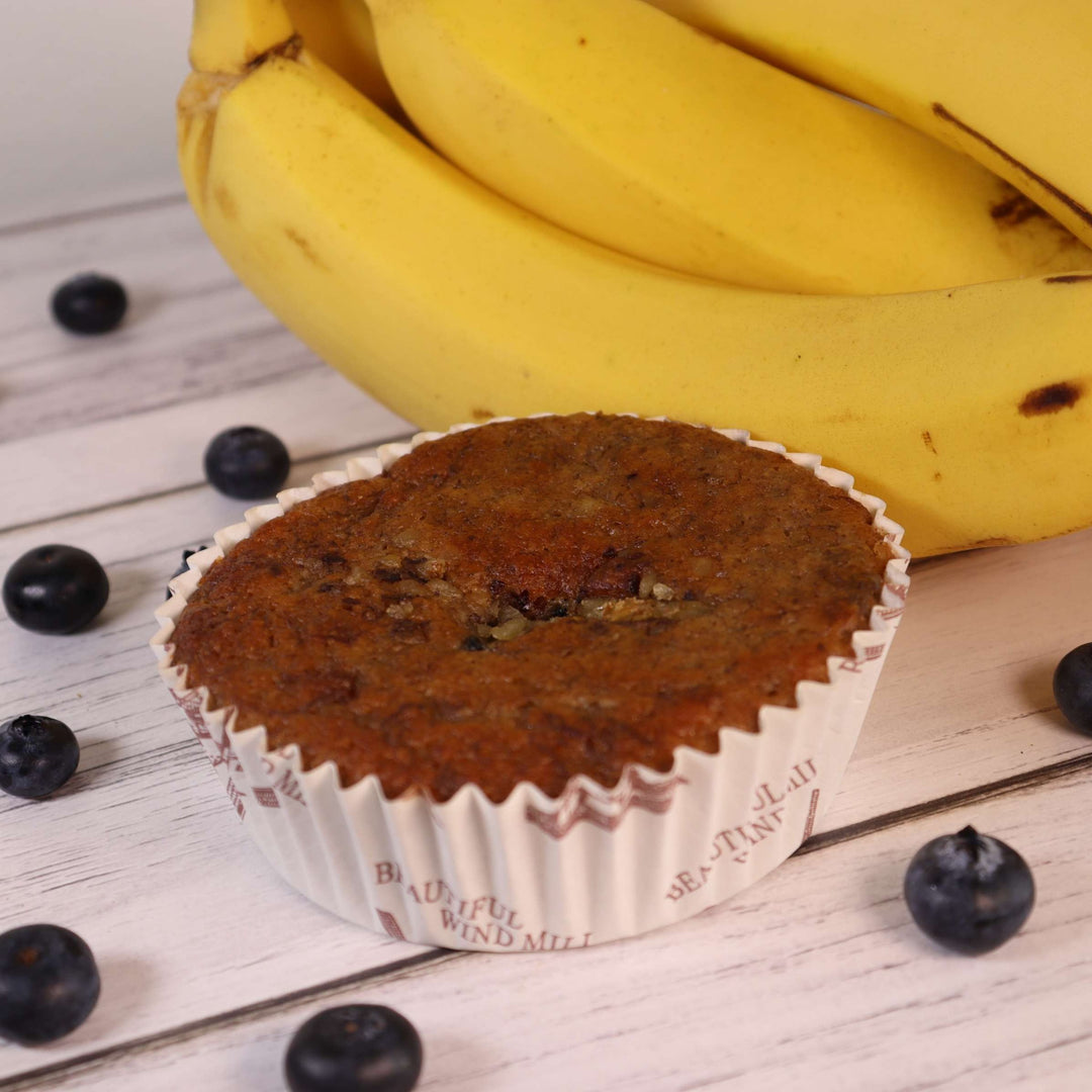 Banana Chunk Blueberry Protein Muffins